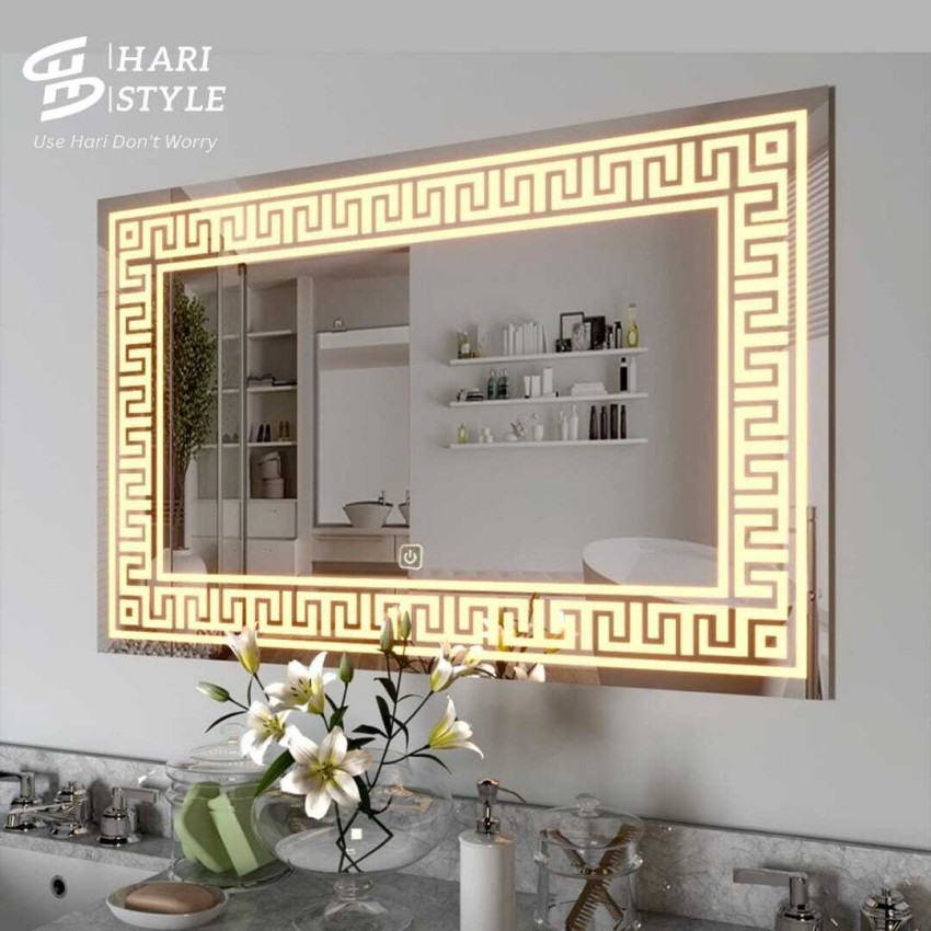 Hari Style Royal Rectangle LED Mirror with 3 colors ( White, Warm white &  dim ) 36x24 Decorative Mirror Price in India - Buy Hari Style Royal  Rectangle LED Mirror with 3