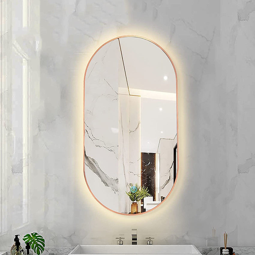 Rose gold top mirror with lights