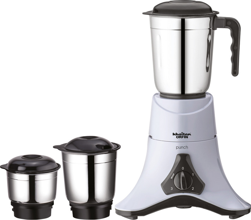 Khaitan Orfin KO 273 NA 500 Mixer Grinder 3 Jars WHITE GREY