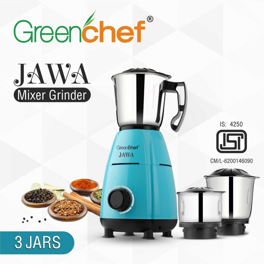 Greenchef JawaBlack 600 Mixer Grinder (3 Jars, Black) Price in India - Buy  Greenchef JawaBlack 600 Mixer Grinder (3 Jars, Black) Online at