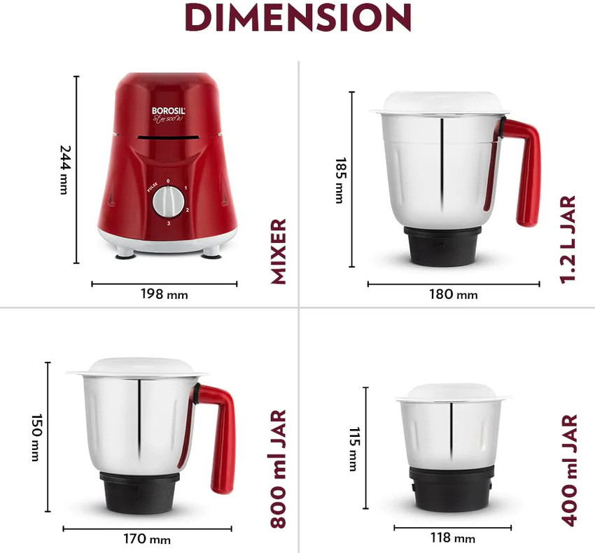 Borosil mixer grinder 500 watt price cheap