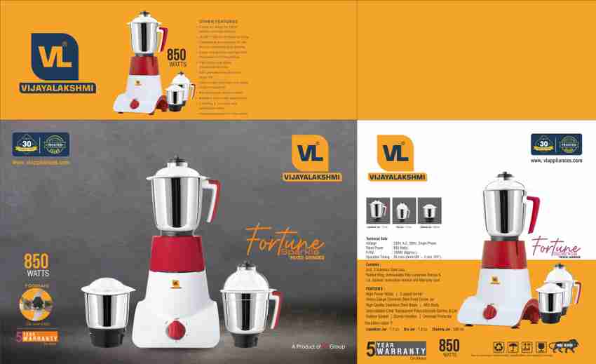 Vijayalakshmi FORTUNE MIXER GRINDER 850W RED FORTUNE RED 850 Mixer