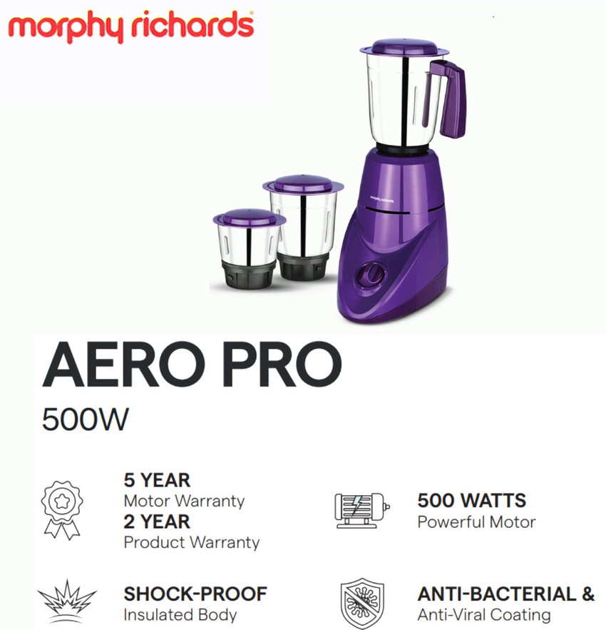 Morphy richards aero plus mixer grinder 500w on sale