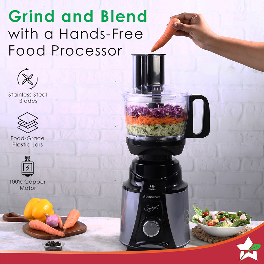 Food processor with grinder clearance