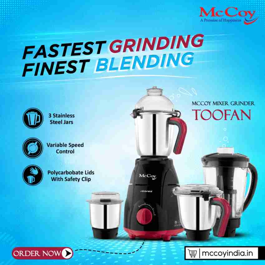 McCoy Toofan 1200W Mixer Grinder - McCoy Appliances India