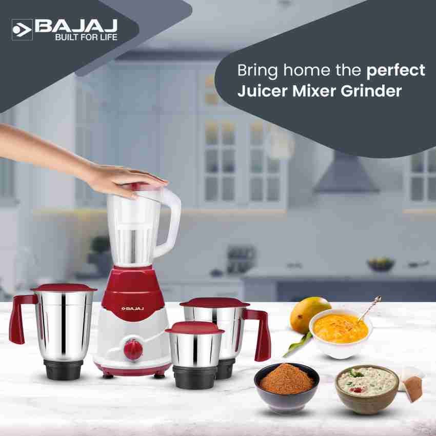 BAJAJ GX-75 750 Juicer Mixer Grinder (4 Jars, White, Red) Price in India -  Buy BAJAJ GX-75 750 Juicer Mixer Grinder (4 Jars, White, Red) Online at