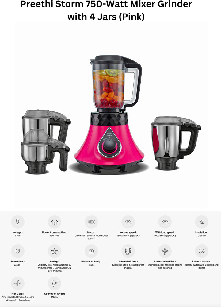 Preethi 2025 pink mixer