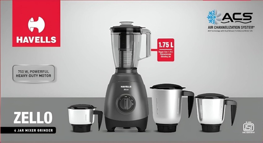 HAVELLS Zello mixer grinder 750w 750 W Mixer Grinder