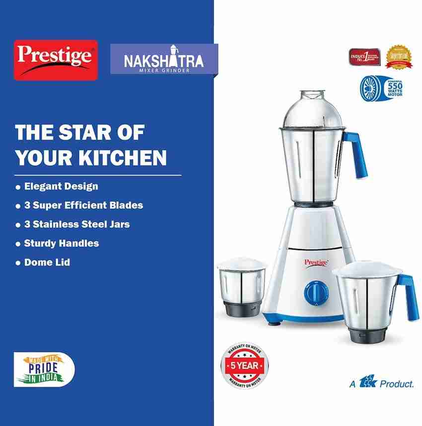 Prestige nakshatra 550 W Mixer Grinder Price in India Buy Prestige nakshatra 550 W Mixer Grinder Online at Flipkart