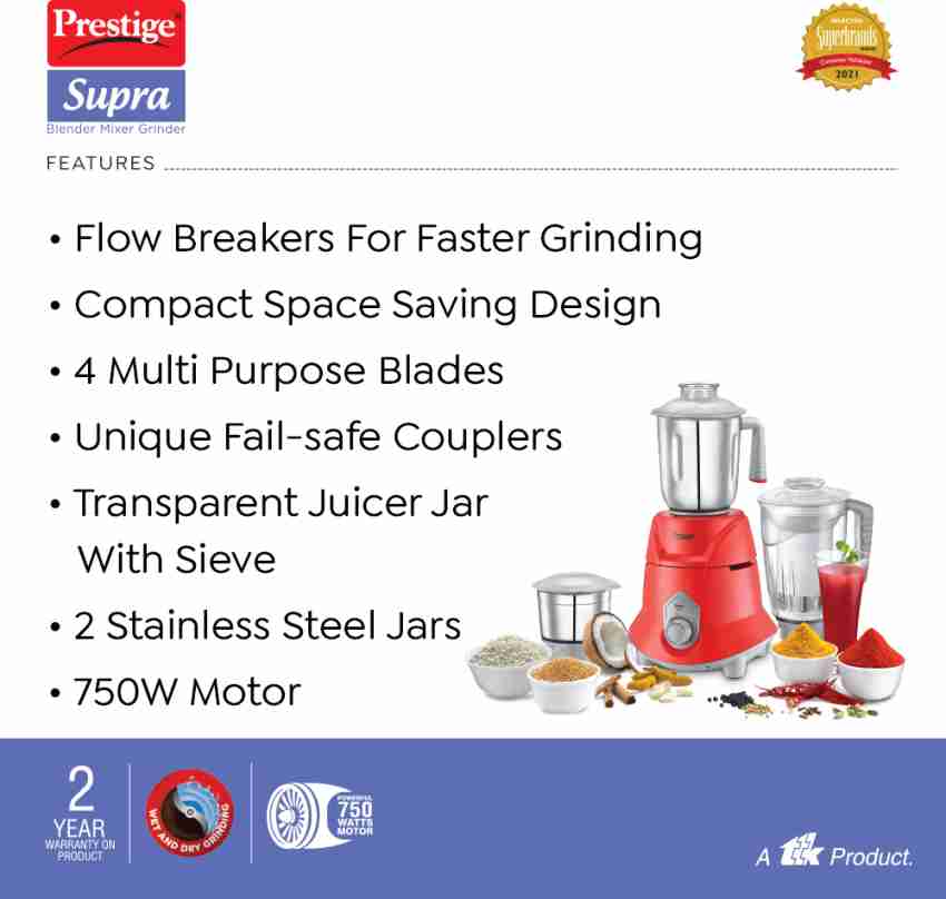 Prestige Supra 750 watt Mixer Grinder