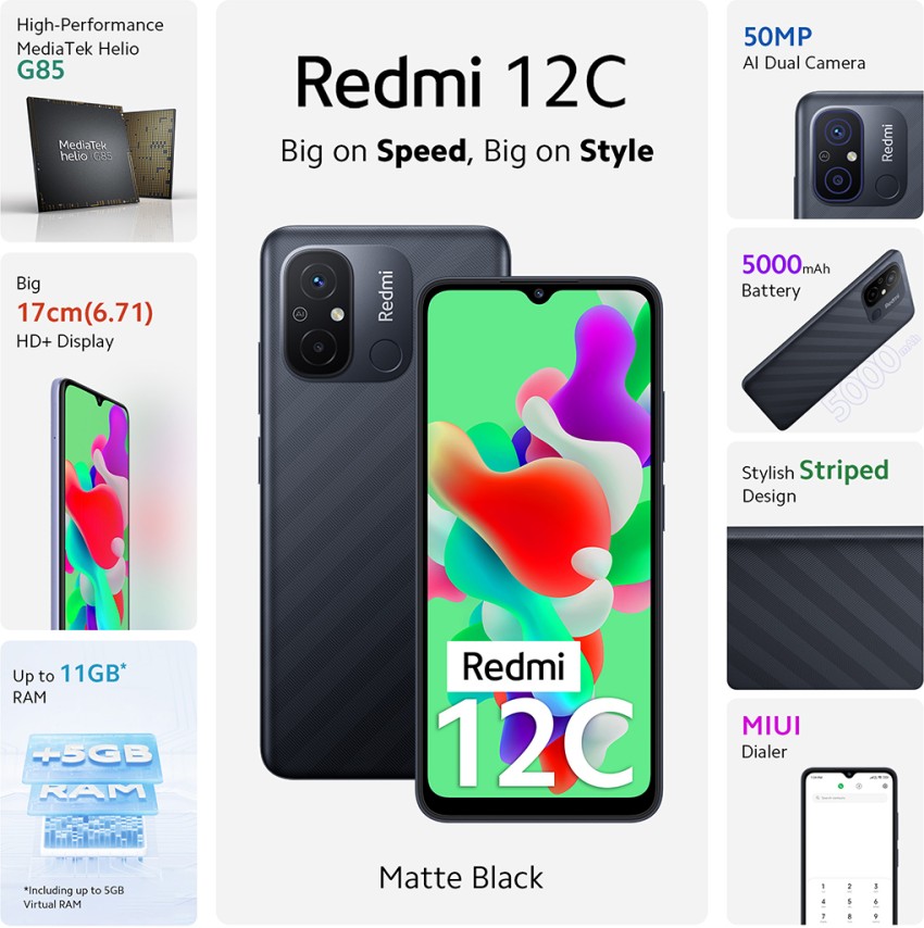 REDMI 12C ( 128 GB Storage, 6 GB RAM ) Online at Best Price On