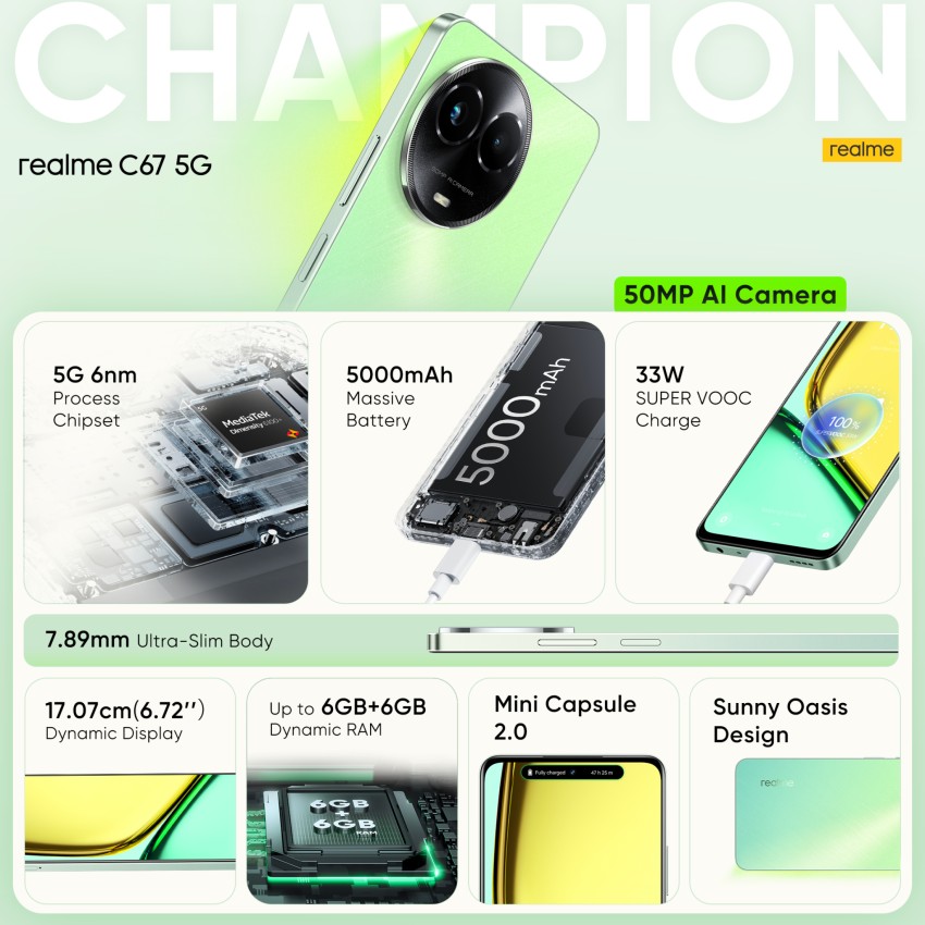 Realme C67, 256GB, 8GB RAM, Dual SIM, 4G LTE - Sunny Oasis price