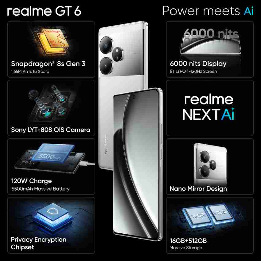 realme GT 6 ( 256 GB Storage, 12 GB RAM ) Online at Best Price On Flipkart.com realme GT 6 ( 256 GB Storage, 12 GB RAM ) Online at Best Price On Flipkart.com