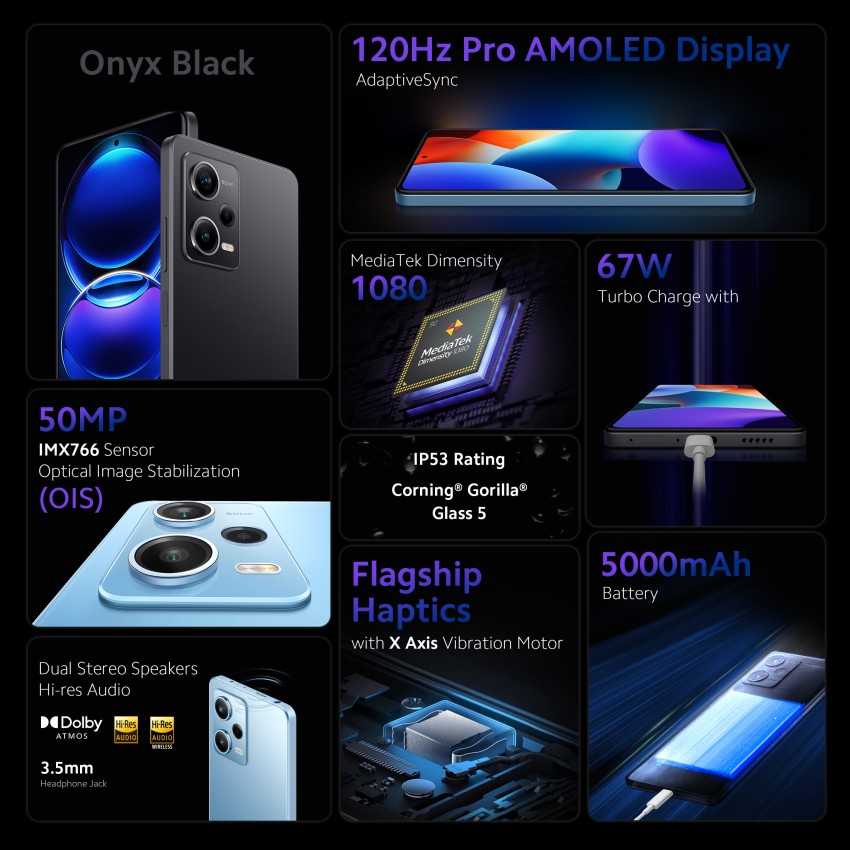 Redmi Note 12 Pro 5G - 50 MP Sony sensor,120 Hz AMOLED Display