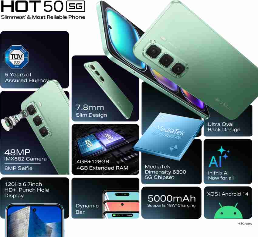 Infinix Hot 50 5G ( 128 GB Storage, 4 GB RAM ) Online at Best Price On Flipkart.com
