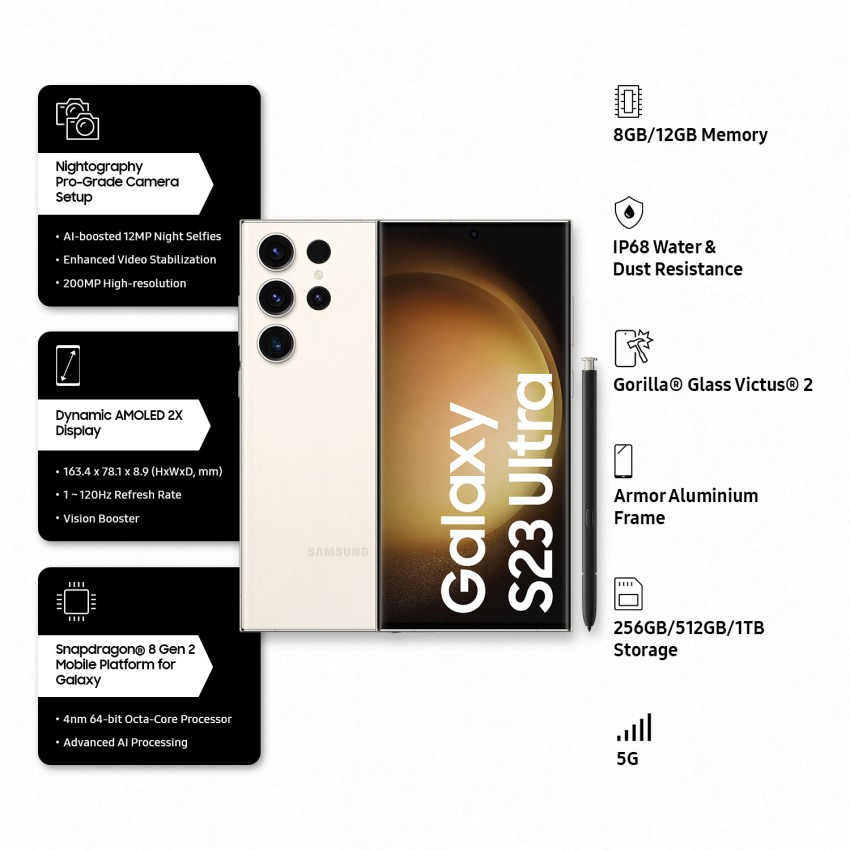 SAMSUNG Galaxy S23 Ultra 5G ( 256 GB Storage, 12 GB RAM ) Online at Best  Price On
