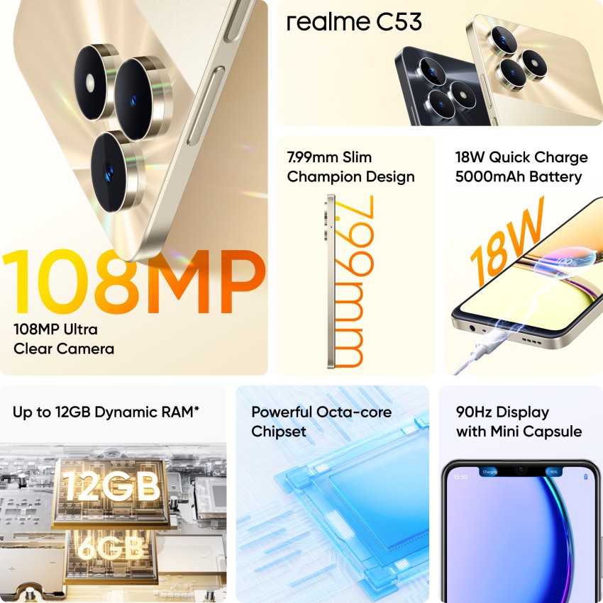 Realme C53 (Champion Gold, 64 GB) (6 GB RAM)