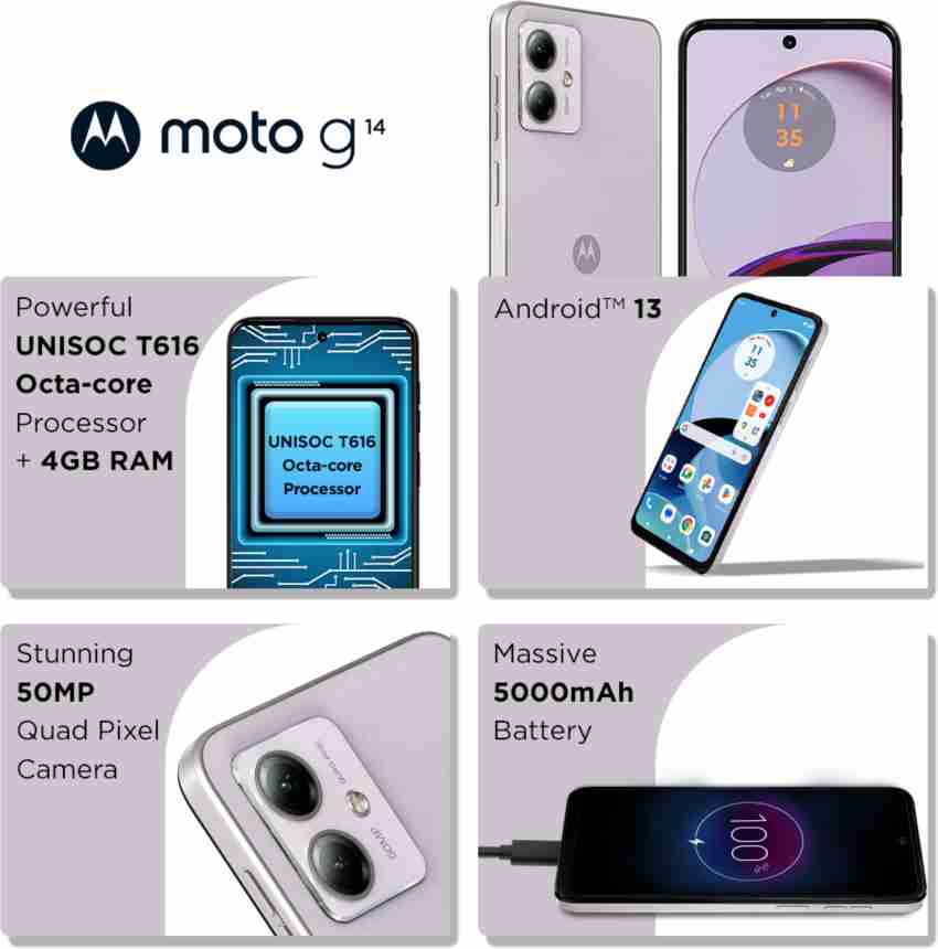 Motorola G14, 4GB RAM, 128GB ROM, Sky Blue, Smartphone