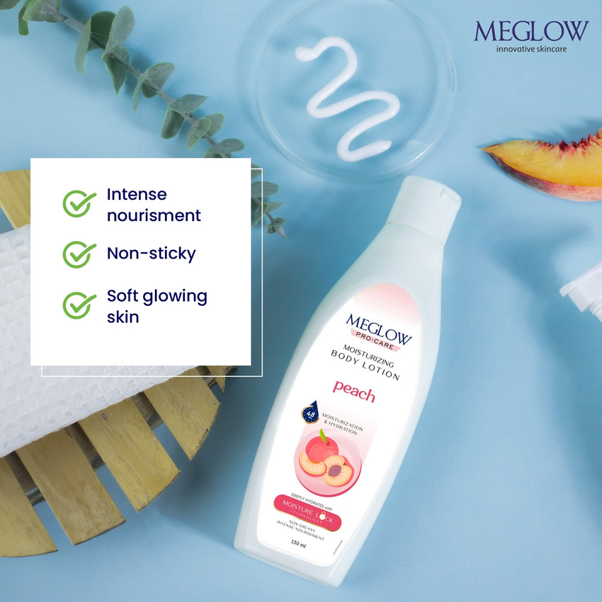 meglow Pro Care Peach Flavor Body Lotion for Men Women Pack of