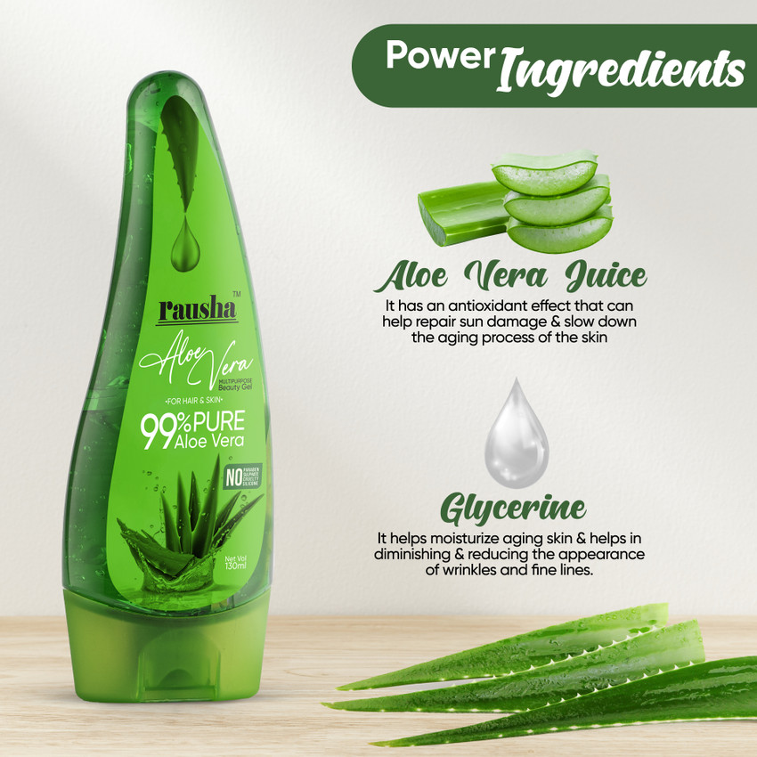 RAUSHA 99 Pure Aloe Vera Gel For Face Hair Skin Multipurpose Beauty Gel Price in India Buy RAUSHA 99 Pure Aloe Vera Gel For Face Hair Skin
