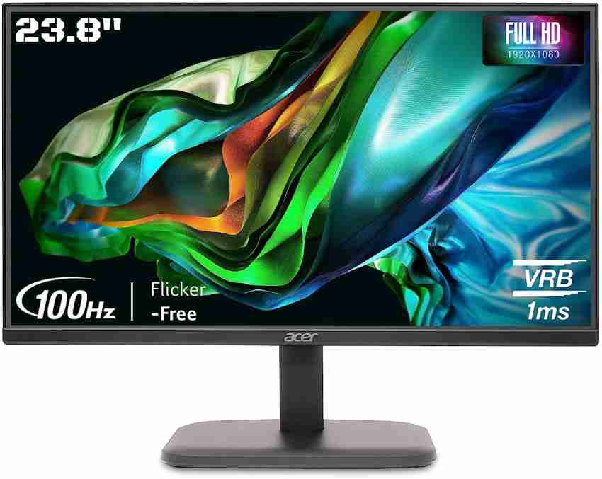Acer 23.8 inch Full HD IPS Panel with-Visioncare, VGA, HDMI, Ergonomic  Stand, Flicker-Free Monitor (EK240Y)