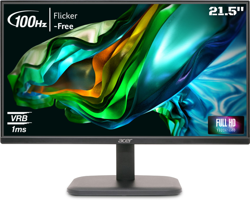 Acer 54.61 cm (21.5 inch) Full HD LED Backlit VA Panel with ZeroFrame  Design, Ergonomic Stand, Acer Vision Care, Flicker Free Monitor (EK220Q)
