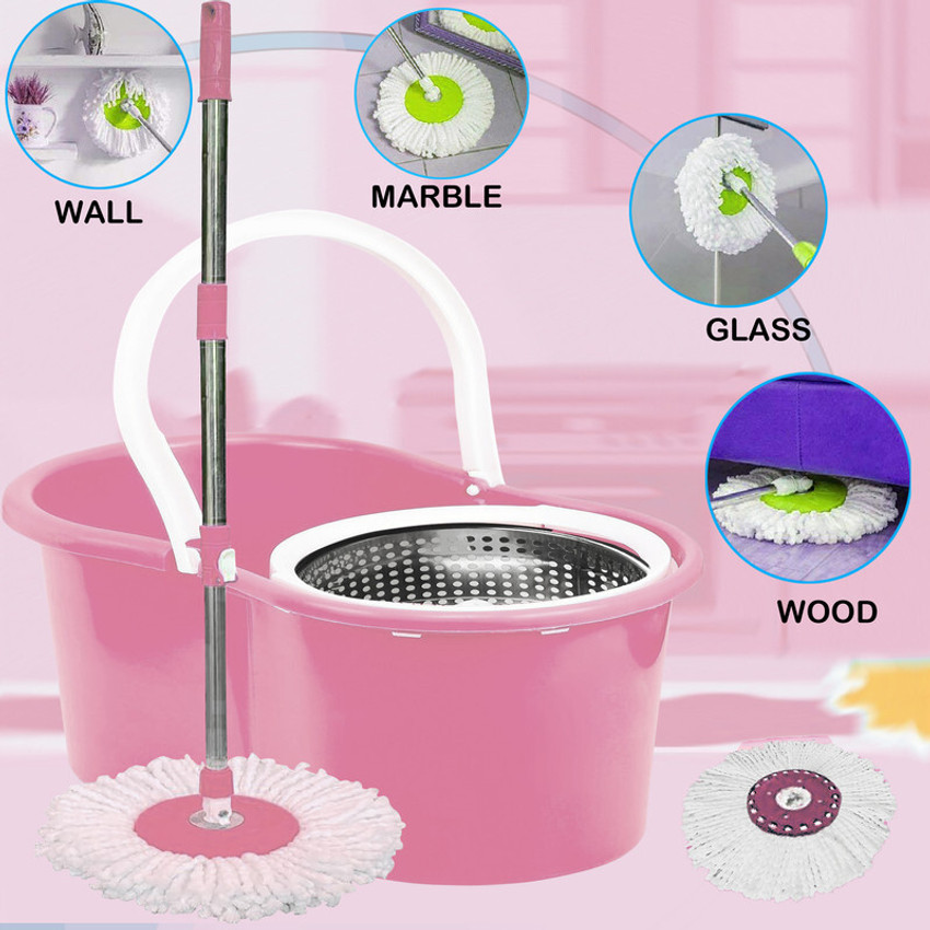 HOLME S Bucket Floor Cleaning and Mopping System Spin Mop With 2