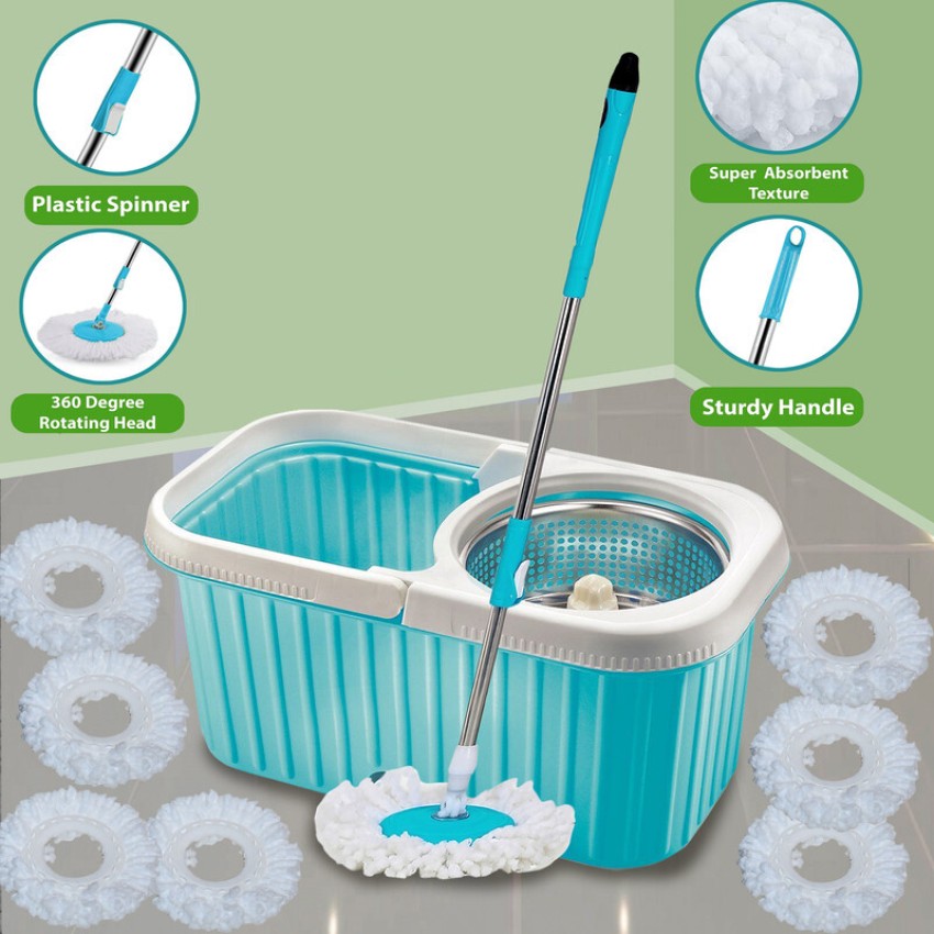 GOSHIV Mop Floor Cleaner with Bucket with 2 Microfiber Refill for Easy  Magic Cleaning, Mop Set Price in India - Buy GOSHIV Mop Floor Cleaner with  Bucket with 2 Microfiber Refill for