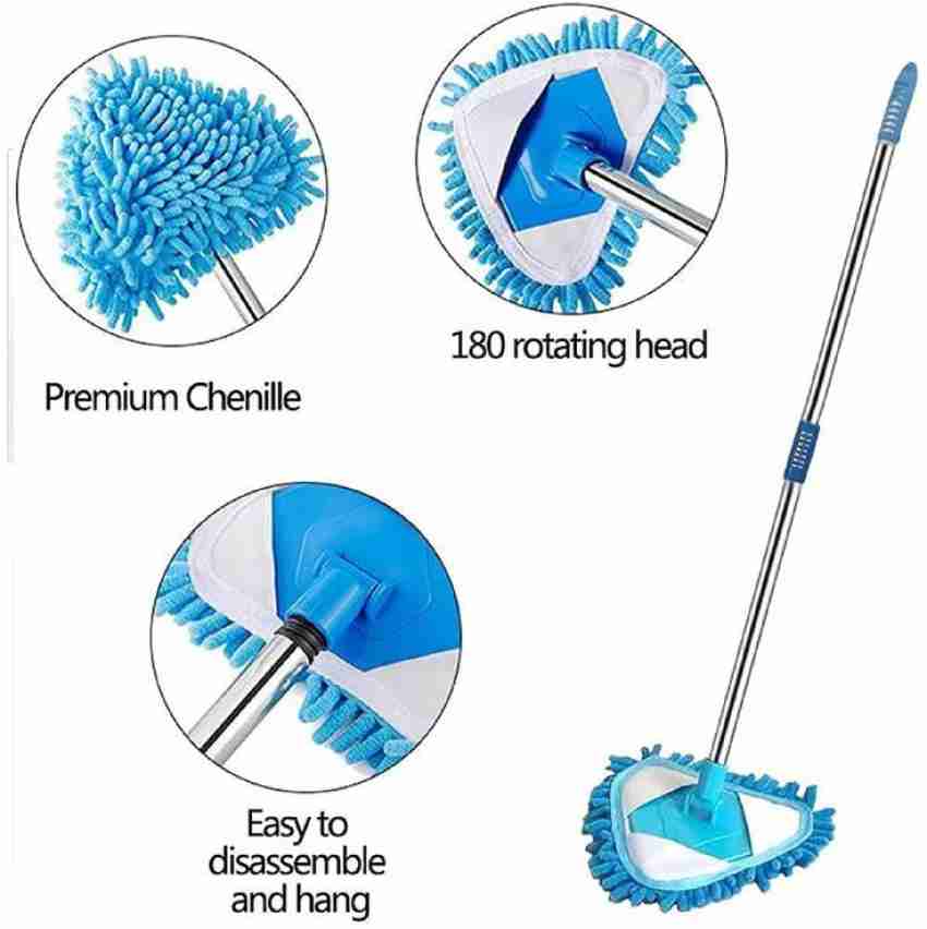 2 In 1 Triangle Mop With Long Handle Floor Brush Window Squeegee