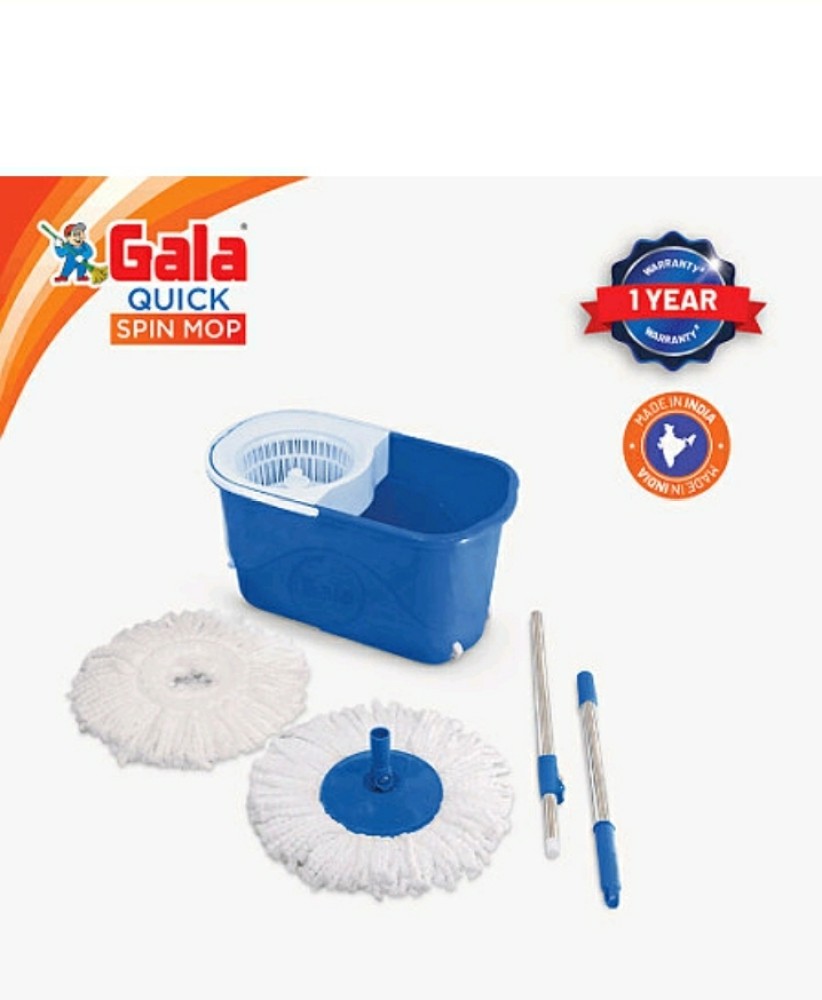 Gala Twin Bucket Spin Mop, 2 Microfiber Refills, Floor Cleaning Mop stick