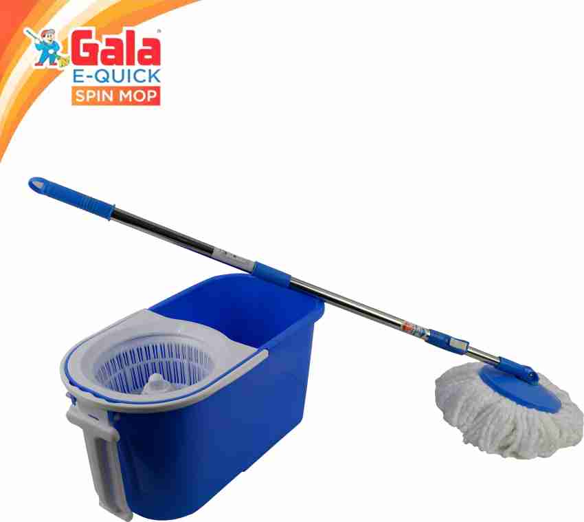 Gala Spin Mop with Easy Wheels and Bucket for Magic 360 Degree Cleaning  with 2 Refills (Large, Blue)