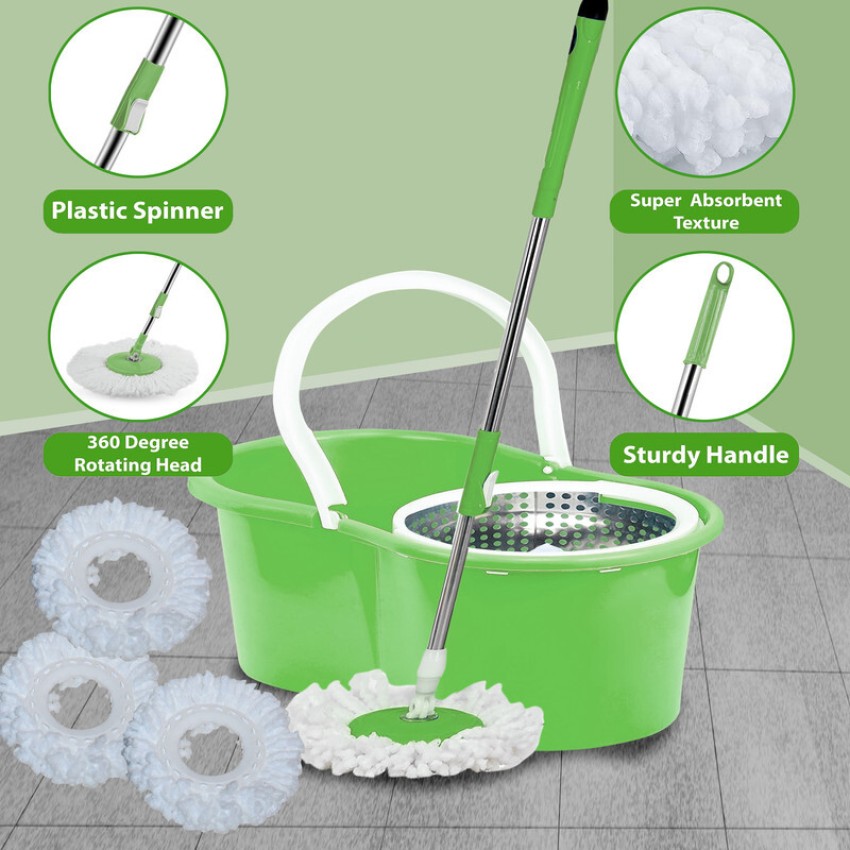 GOSHIV Mop Floor Cleaner with Bucket with 2 Microfiber Refill for Easy  Magic Cleaning, Mop Set Price in India - Buy GOSHIV Mop Floor Cleaner with  Bucket with 2 Microfiber Refill for