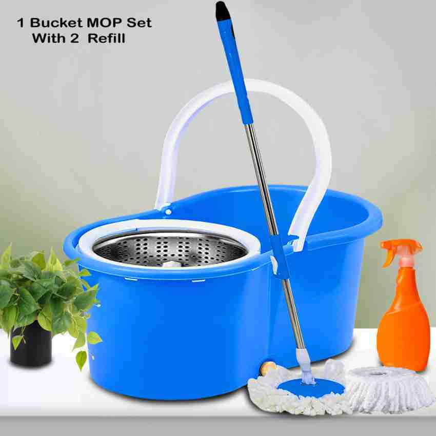 GOSHIV Mop Floor Cleaner with Bucket with 2 Microfiber Refill for Easy  Magic Cleaning, Mop Set Price in India - Buy GOSHIV Mop Floor Cleaner with  Bucket with 2 Microfiber Refill for