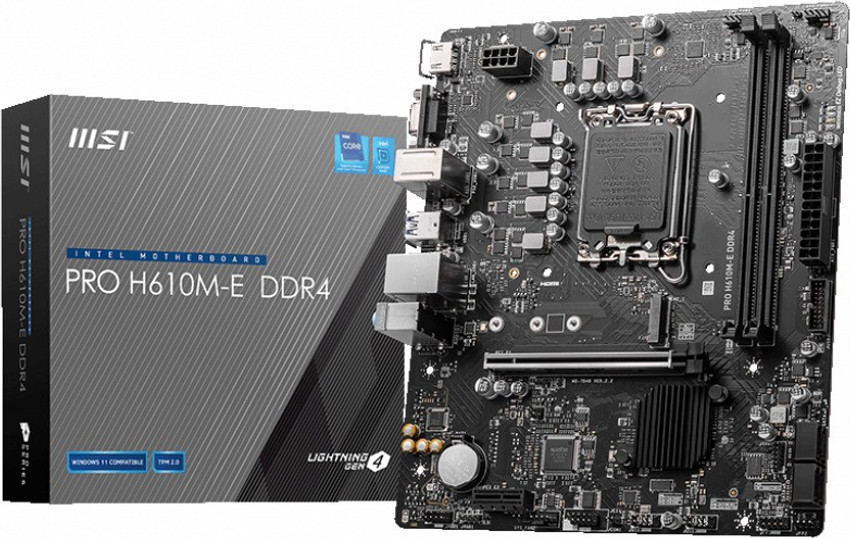 MSI PRO H610M-E DDR4 LGA 1700Socket Micro-ATX Intel H610