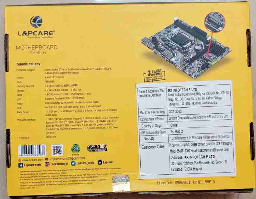 Lapcare hot sale h61 motherboard