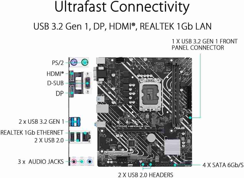 asus prime h610m e d4 motherboard