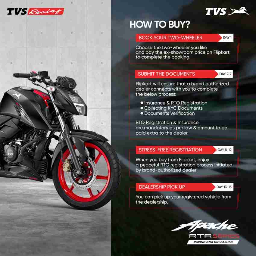 TVS Apache RTR 200 4V RM Dual Channel ABS Booking for Ex Showroom Price Price in India Buy TVS Apache RTR 200 4V RM Dual Channel ABS Booking for Ex Showroom Price online