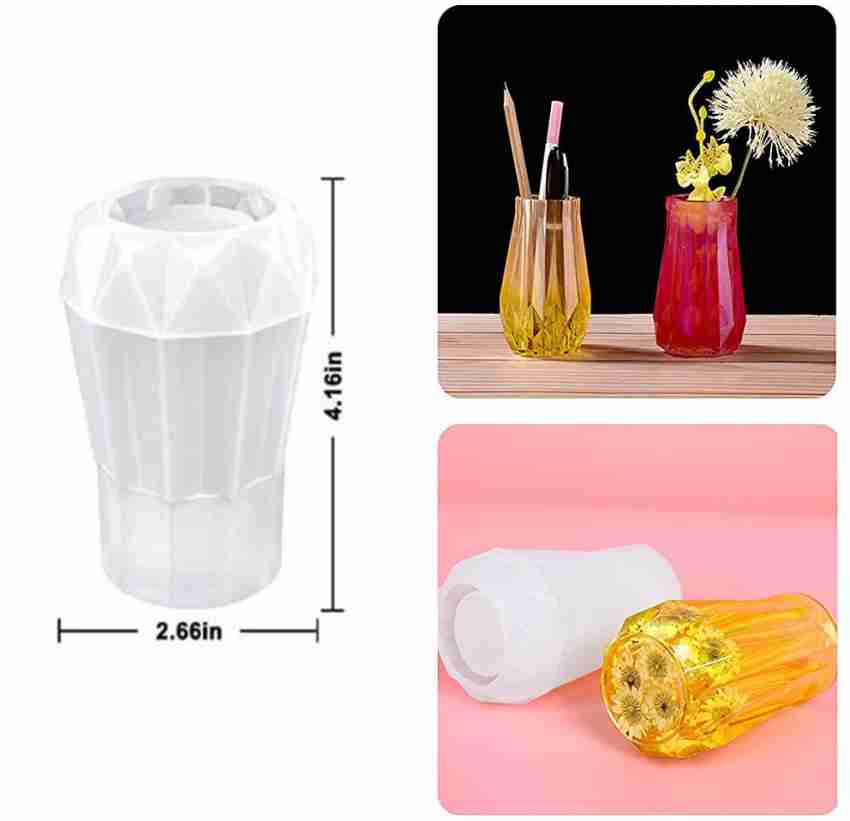 PATPAT Flower Vase Silicon Moulds Geometric Silicone Epoxy Casting Molds  Planter Bud Holder Cylinder Makeup Brush Pen Holder Jewelry Making Mould  for Plants Pot Home Decor Craft DIY - Flower Vase Silicon