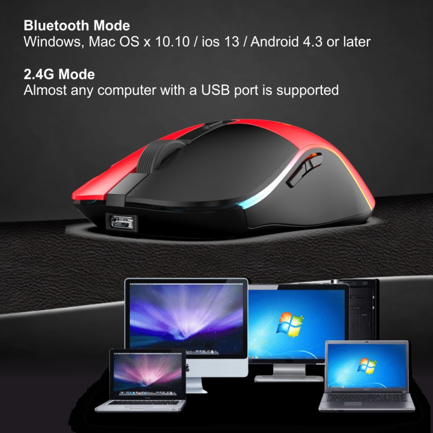 RPM Euro Games 2.4 Ghz + Bluetooth Wireless Gaming Mouse, 3200 DPI, 6  Buttons