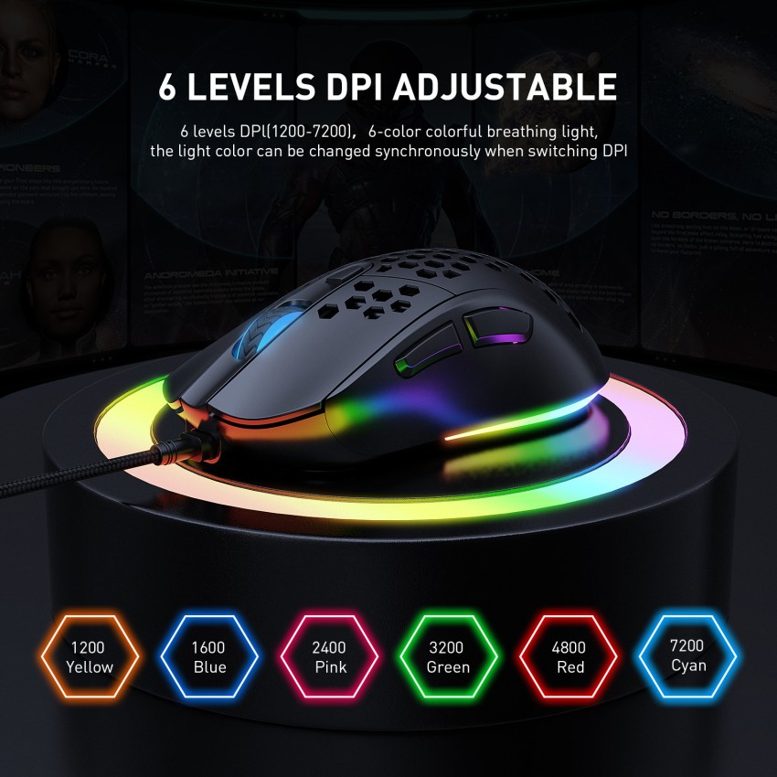 Honeycomb Wired Gaming Mouse Pink , Rgb Backlight And 7200 Adjustable Dpi,  Ergonomic And Lightweight Usb Computer Mouse With [H1455] - Cdiscount  Informatique