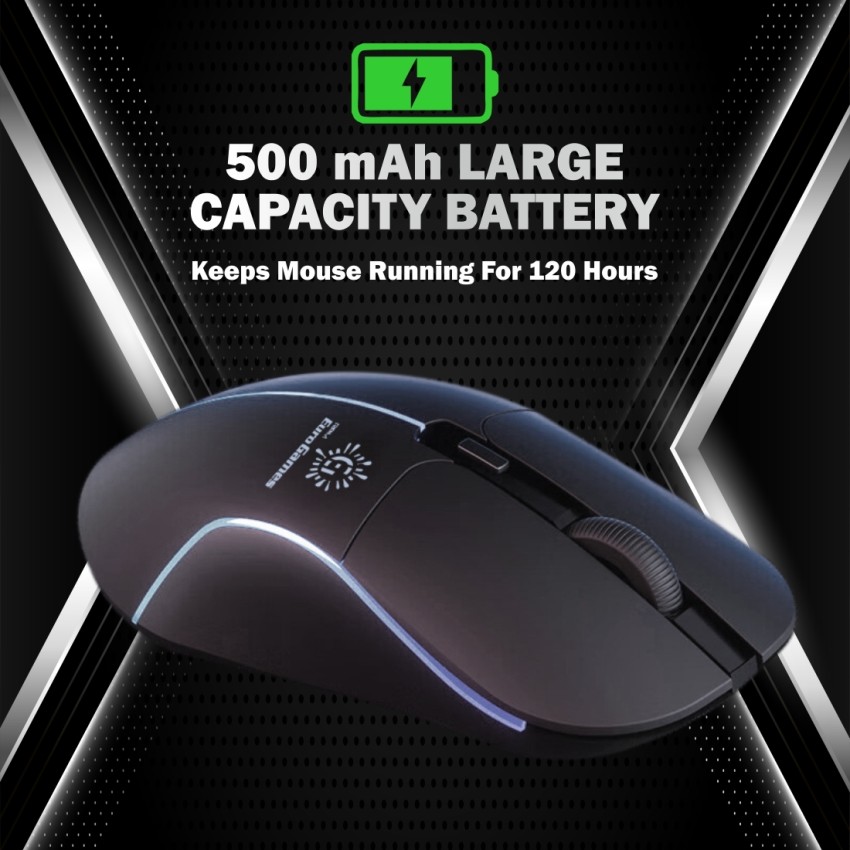 RPM Euro Games USB Wireless Gaming Mouse Rechargeable Black, 3200 DPI, RGB Backlit