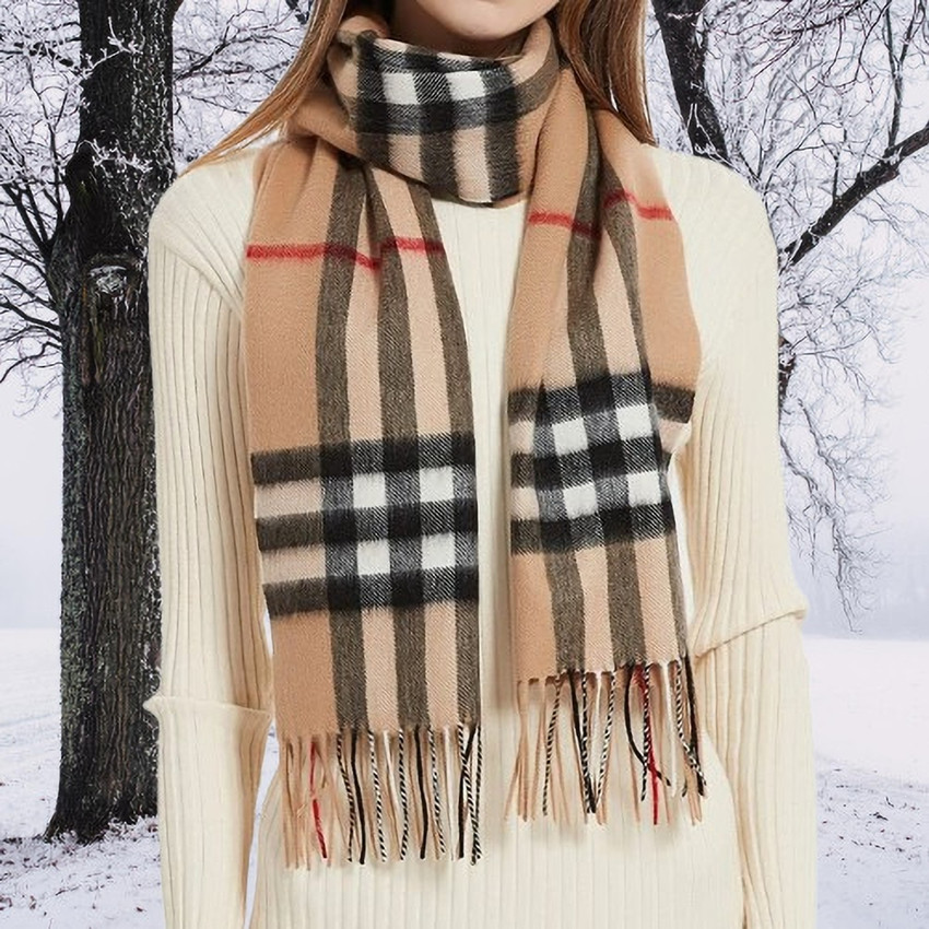 直営店に限定 achieve】 Burberry Scarf Cashmere Check （Wide muffler check 美容液