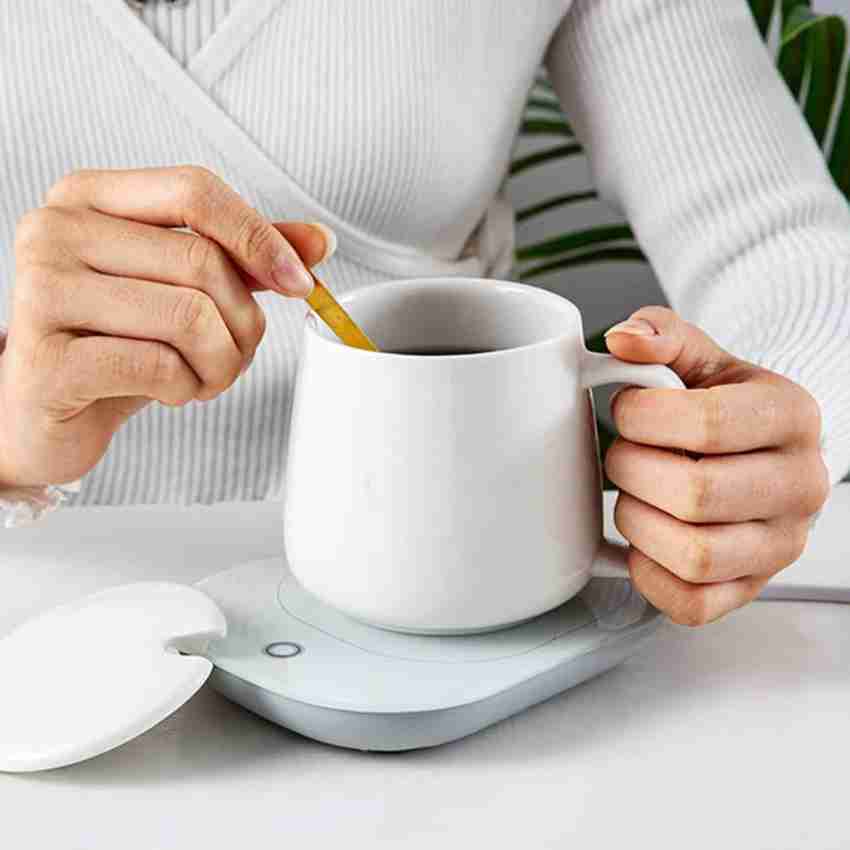 Ceramic Coffee Mug With USB Mug Warmer and Tea Spoon for Office