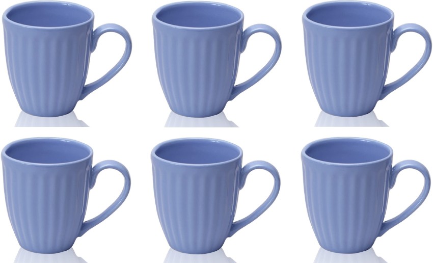 Merakrt Premium Ceramic Coffee Mugs (Set of 2, 350 ML, Glam Light Blue