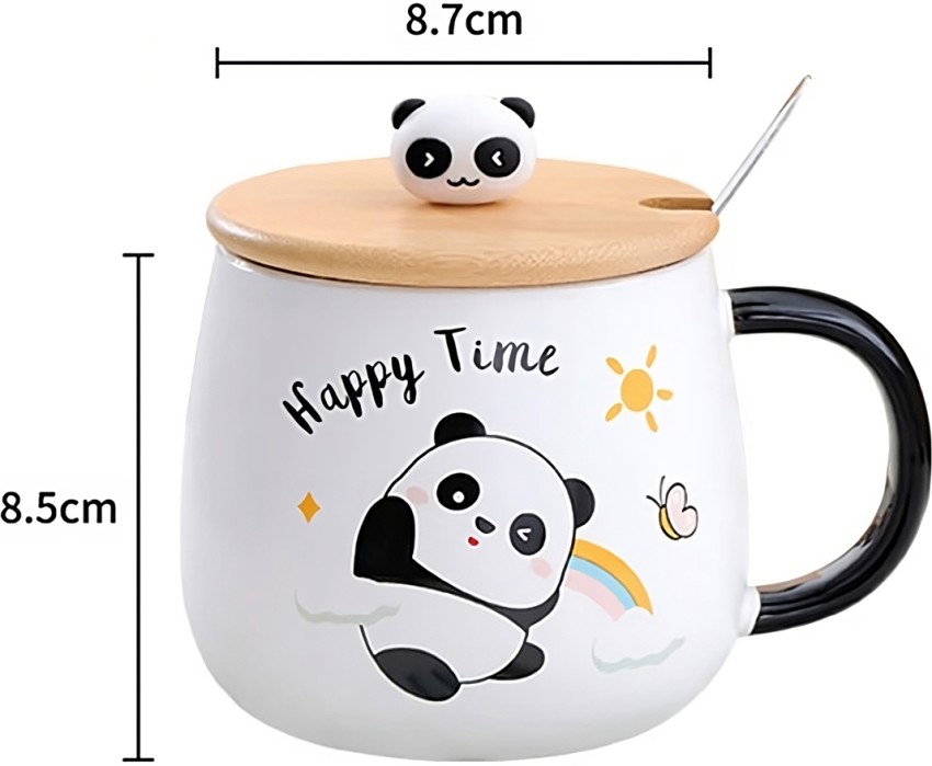 BONZEAL Printed Happy Time Panda Cup With Lid And Spoon Ceramic Coffee Mug  Price in India - Buy BONZEAL Printed Happy Time Panda Cup With Lid And  Spoon Ceramic Coffee Mug online