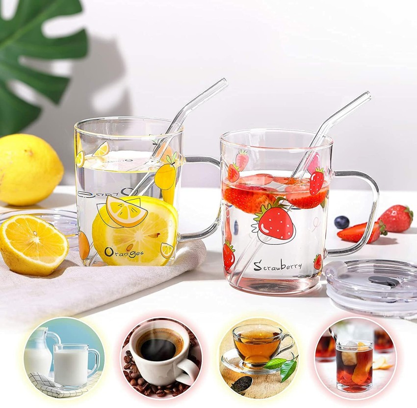 400ML Coffee Cup Glass Mug Cups with Lids and Straws Leakproof Kawaii Cup  Beautiful Tea Mugs Leather Cup Sleeve Drinkware