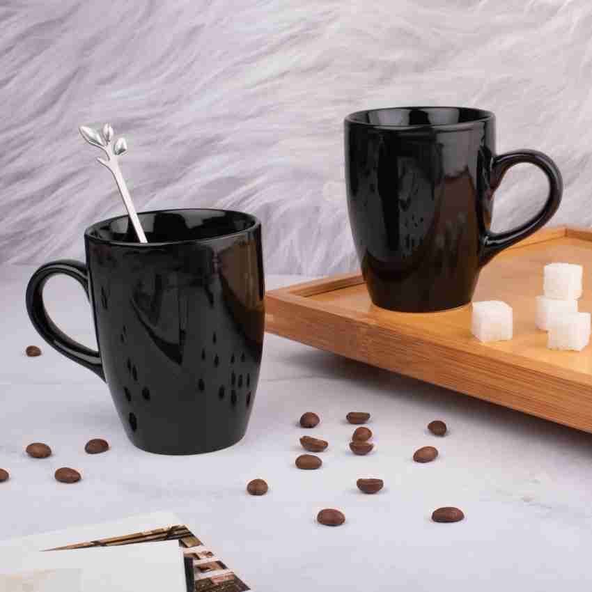 Buy Glossy 300Ml Black Ceramic (Set Of 2 ) Coffee Mug at 70% OFF