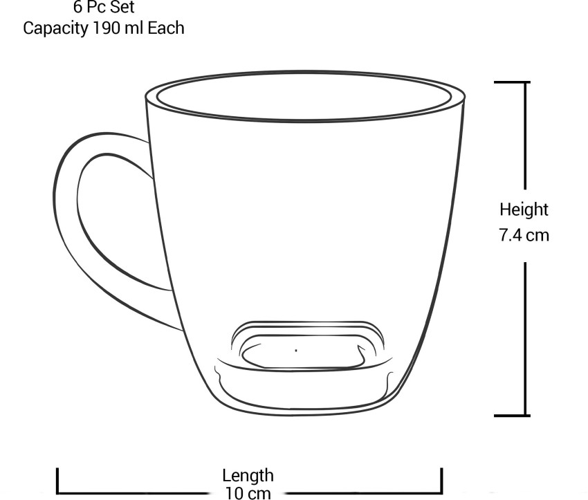 Buy Siesta Elect Tea Cup 156ML, Set of 6 Online - Treo by Milton