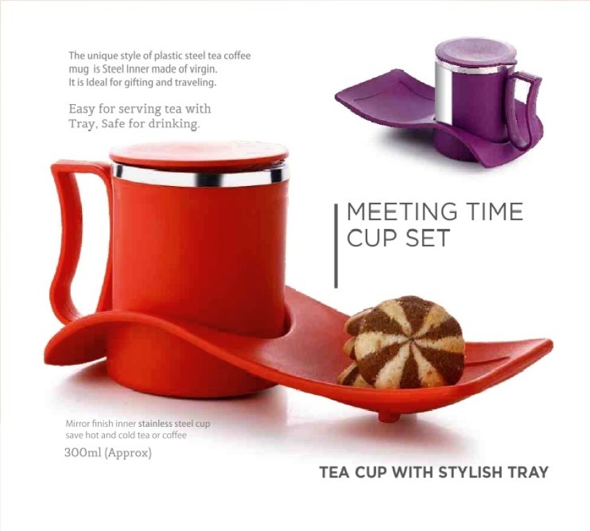 red Stainless Steel Supermom meeting time cup set, For Home at Rs