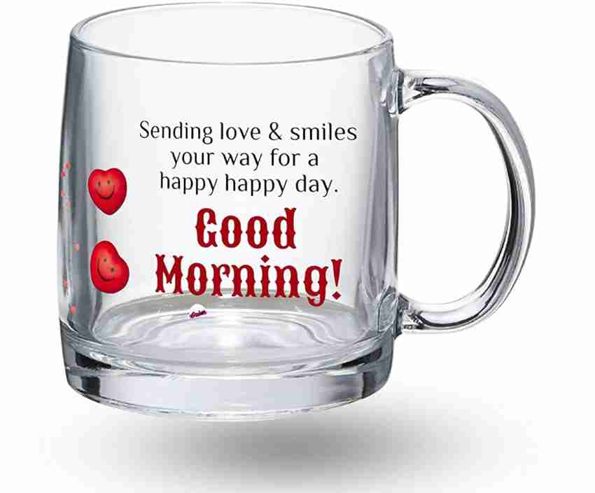 Glass Cup Good Morning, Glass Morning Mug, Mug Good Morning